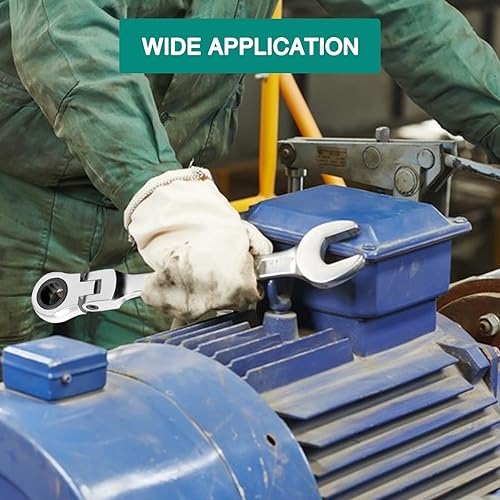 Miniatura 6 de AICARS Llave de trinquete de 0512in con cabeza flexible de 12 puntos llave combinada métrica forjada y tratada térmicamente