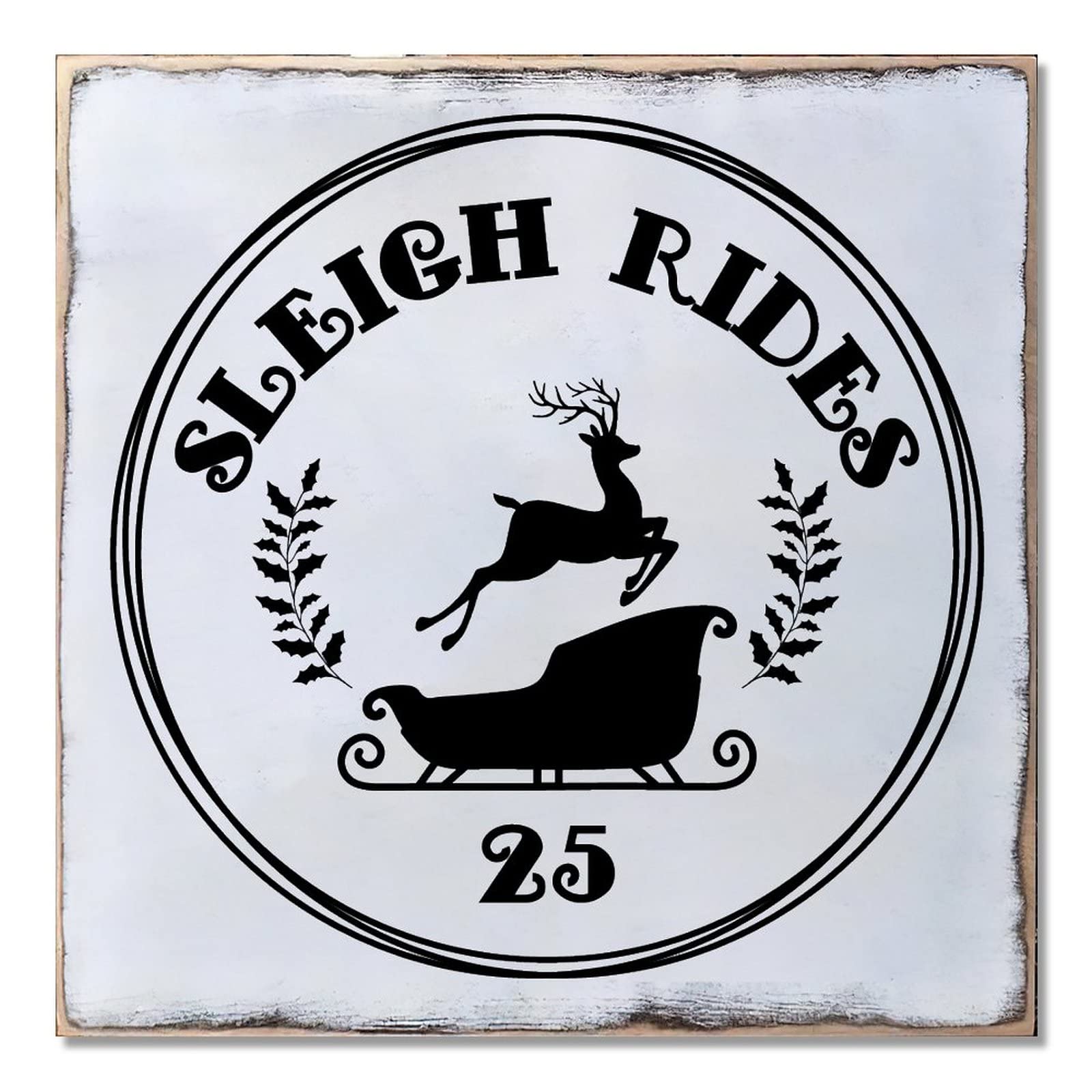Plaque de Noël en bois suspendre décoration porte maison 40cm