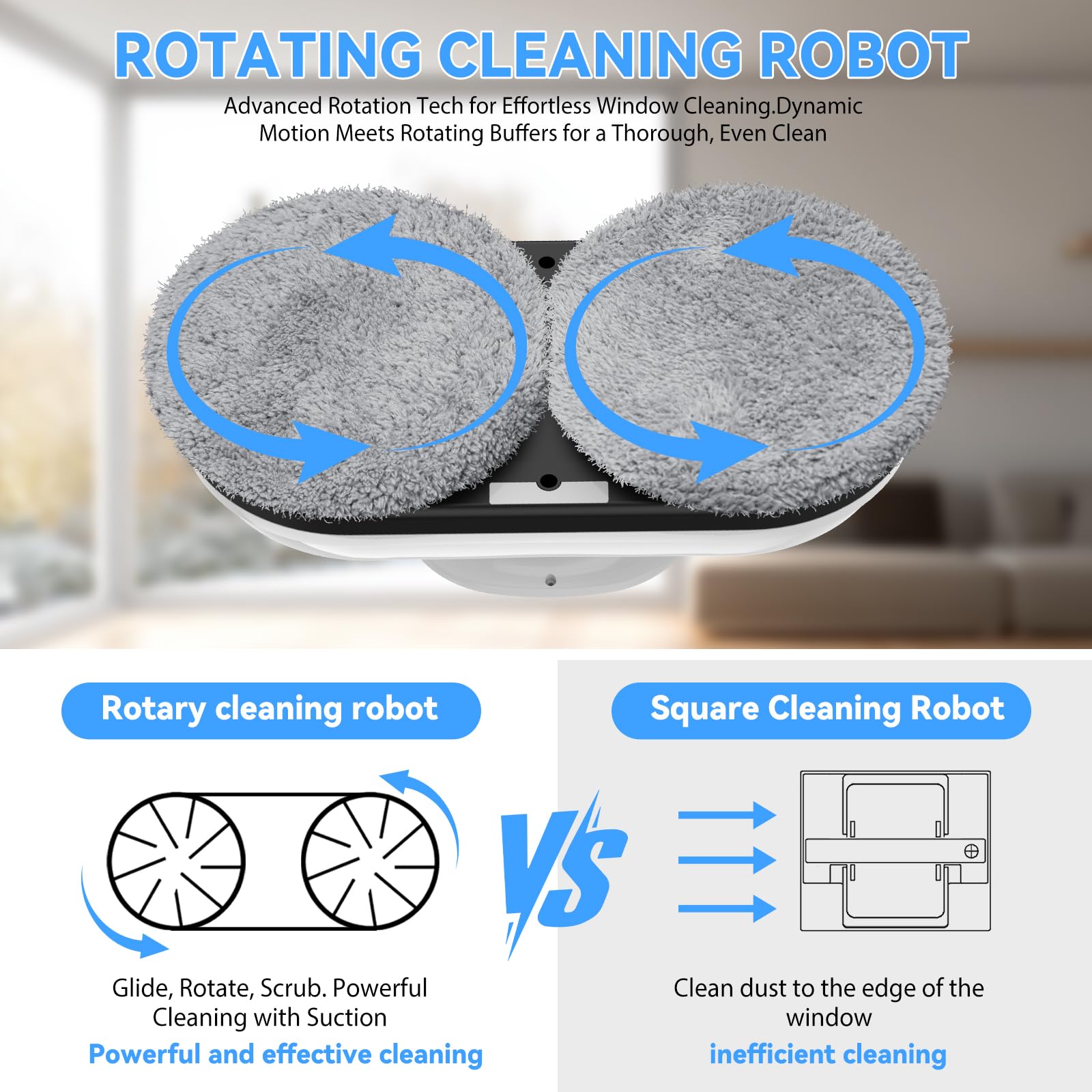 Robot Laveur de Vitre, Robot Nettoyeur Vitre 5600 Pa avec Navigation Intelligente, Télécommande, Système Antichute, Chiffons en Microfibre pour Toutes Les Surfaces Lisses (1)