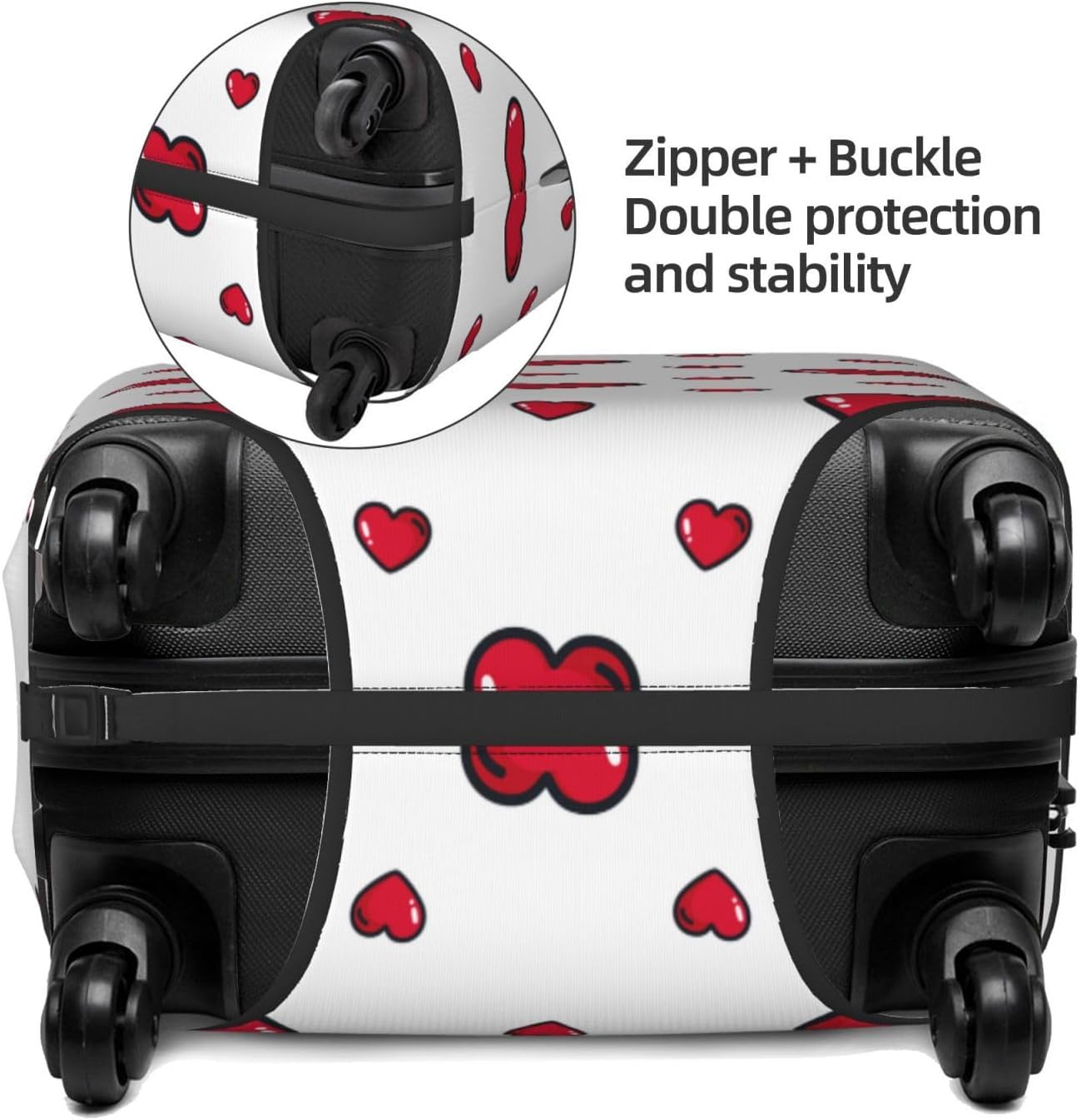 Suitcase Covers For Luggage Red Hearts Valentine'S Day Elastic Stretch Luggage Cover Protector (For 18-32 Inch Suitcase)
