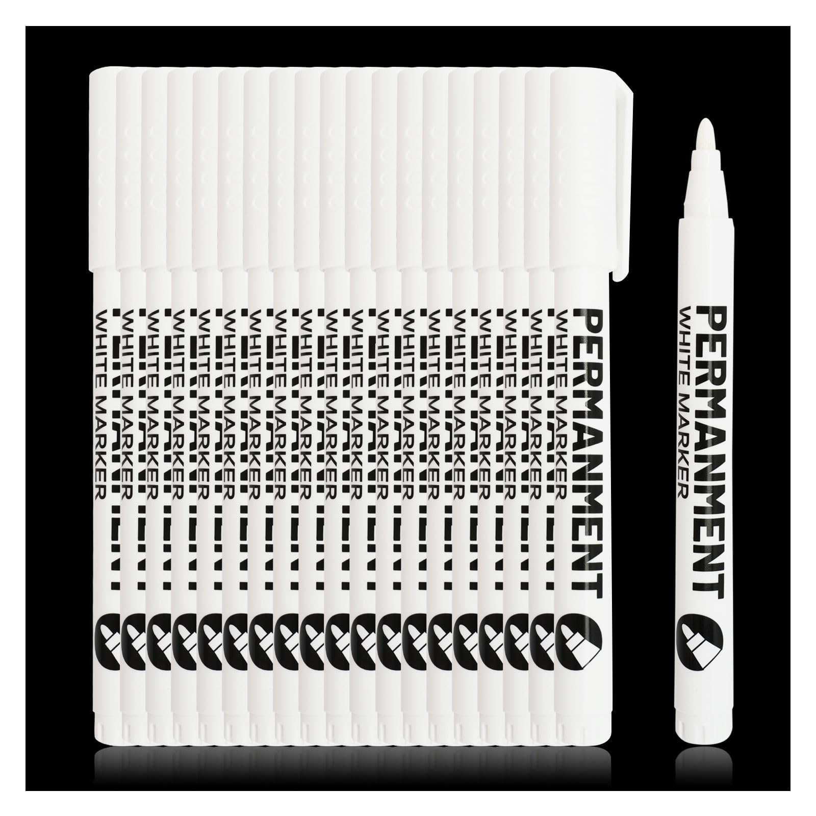 サムコス 白ペン ホワイトペイントペン アクリル白筆ペン 2種類のペン先 0.5~5mm/1~2mm アクリルペン 極細 名前ペン ホワイトマーカー 防水 速乾 マジック ペイントマーカー 漫画ペン 手作り DIY 子供用 タイヤマーカー 木材 石 プラスチック レザー ガラス ストーン 金属 キャンバス地 セラミック用 (1~2mm)