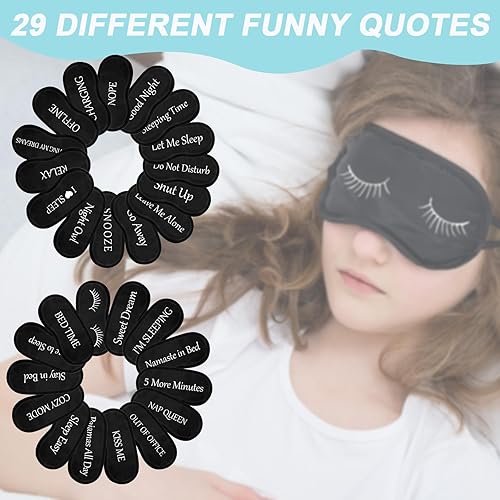 Miniatura 3 de Ramede 60 máscaras divertidas para dormir a granel con correa ajustable, máscara opaca de seda para dormir, suave para los ojos vendados, máscara