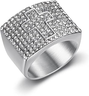 ICED OUT Ring for men Wedding Rings for Men Cross Square ring Religion's ring Radiant Rings for Women Bling Iced Out Jewelry Bling Rings for girls rings for Christian Heavy Metal ring Party