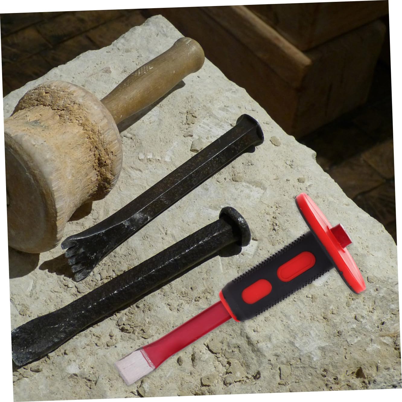 SHINEOFI Set di Scalpelli da Muratura 2 Pezzi in Acciaio Cromo-Vanadio da 250Mm, Scalpelli Pesanti per Lavori Edili e Intaglio Impugnatura in PVC