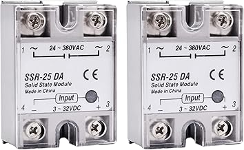diymore 2PCS Solid State Relay Module with Plastic Cover 25A SSR-25DA Input 3-32VDC, Output 24-380VAC