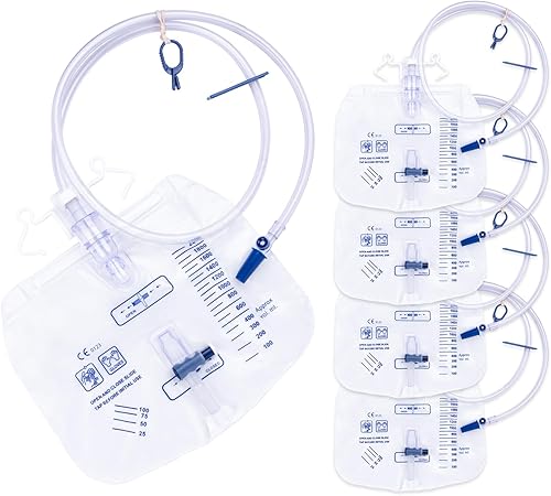 Miniatura 12 de Bolsas para catéter, bolsas de orina de 67.6 fl oz para hombres, bolsa de drenaje urinario con cámara antirreflujo mejorada, tubo de drenaje grueso