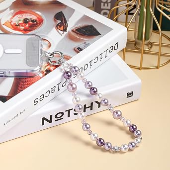 pcgaga Designed Pearl Beaded Phone Charm Wrist Strap, Handmade Anti-Theft Bracelet Straps, Detachable Wrist Chain Lanyard for Mobile Phone Accessories, Keychain, Women's Gifts