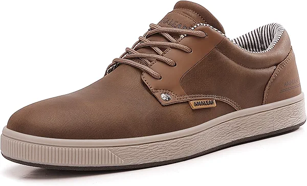 ANALEAF Mens Casual Oxfords Fashion Sneakers Soft Comfortable Lace-Up Dress Shoes