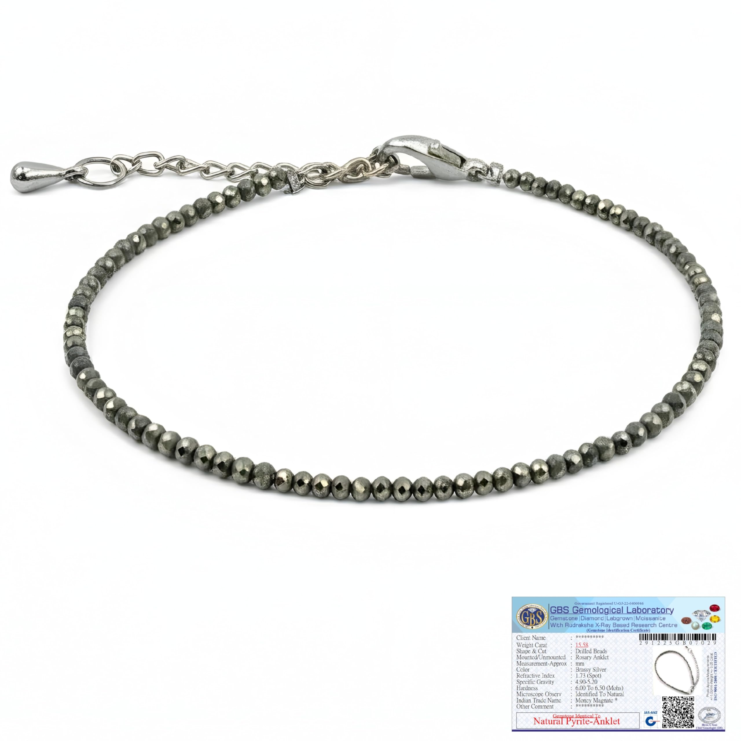 Raw Pyrite Anklet – Stone of Money, Protection & Power | Genuine Pyrite Crystal Anklet for Women | Spiritual Jewellery & Gift for Luck, Confidence & Prosperity (Pack Of Trial)