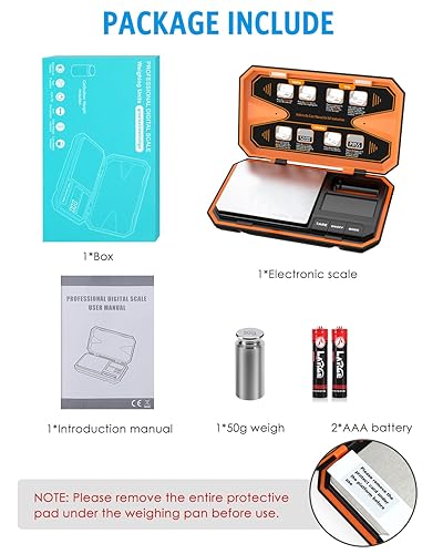 Miniatura 8 de AMIR Báscula digital de bolsillo, báscula de alta precisión de 17.64 oz x 0.00 oz con pantalla LCD, báscula digital de alimentos con función de