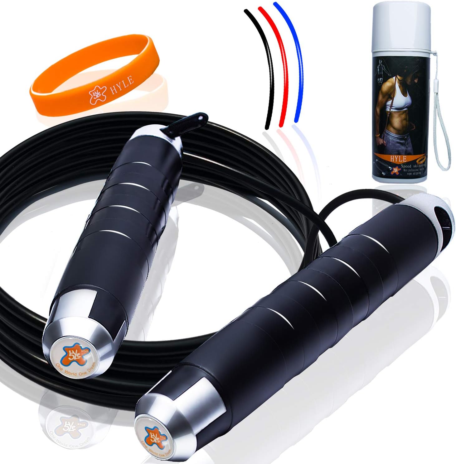 Hyle Jump Rope Jumping Rope Skipping Rope Speed Rope Adjustable for Crossfit and Boxing Aerobic Exercise Like Fitness Gym Endurance Workout Speed Training Ideal for Men Women Kids and All Ages,Black