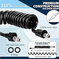 Vista 2 de Manguera de resorte telescópica flexible de PU con G1/2 (0.8 pulgadas, 0.787 in), interfaz de rosca interna, manguera de resorte, 118 pulgadas, gris