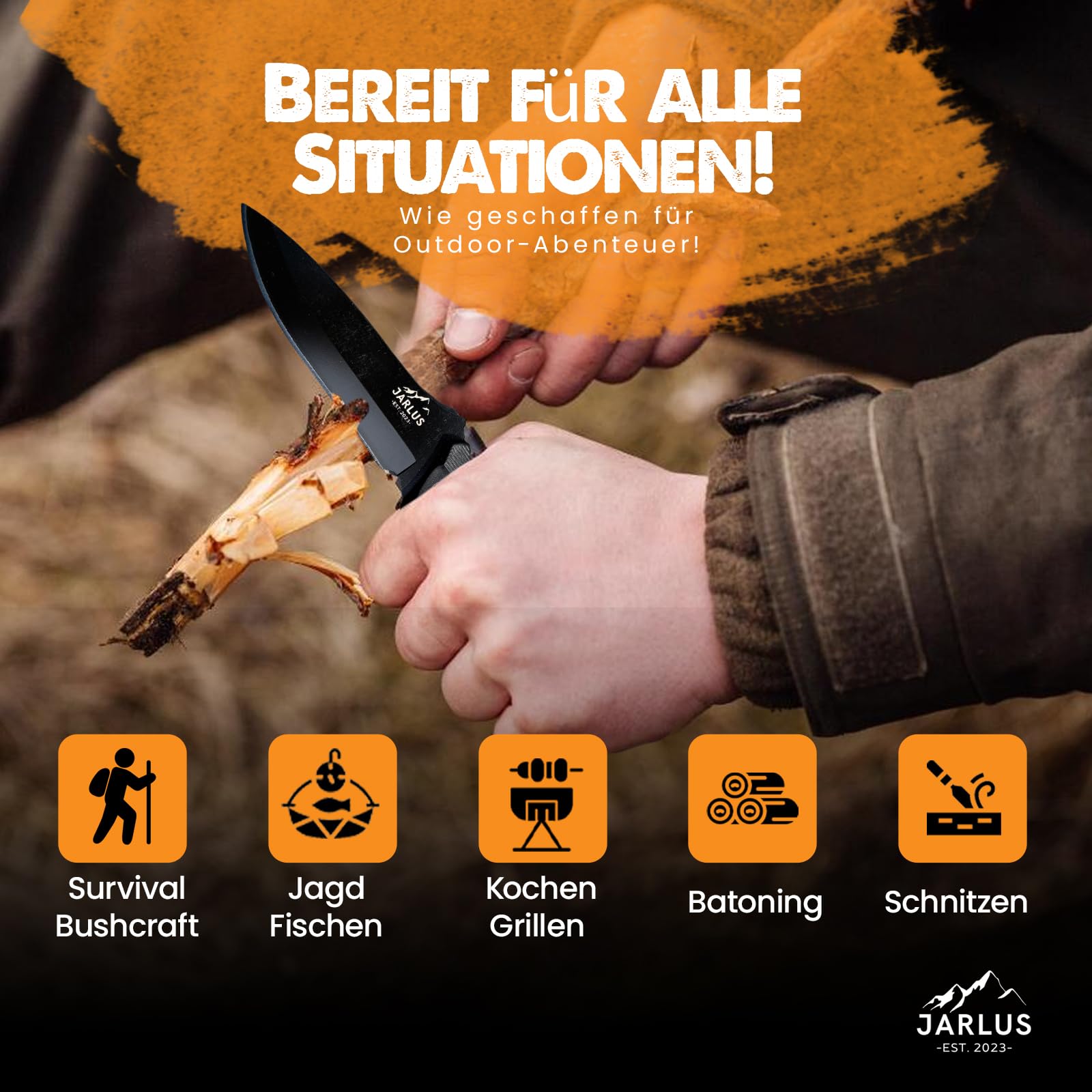 Jagdmesser - Premium Outdoor Messer mit scharfer feststehender Klinge aus Edelstahl 11,5 cm - Survival Messer mit Messertasche