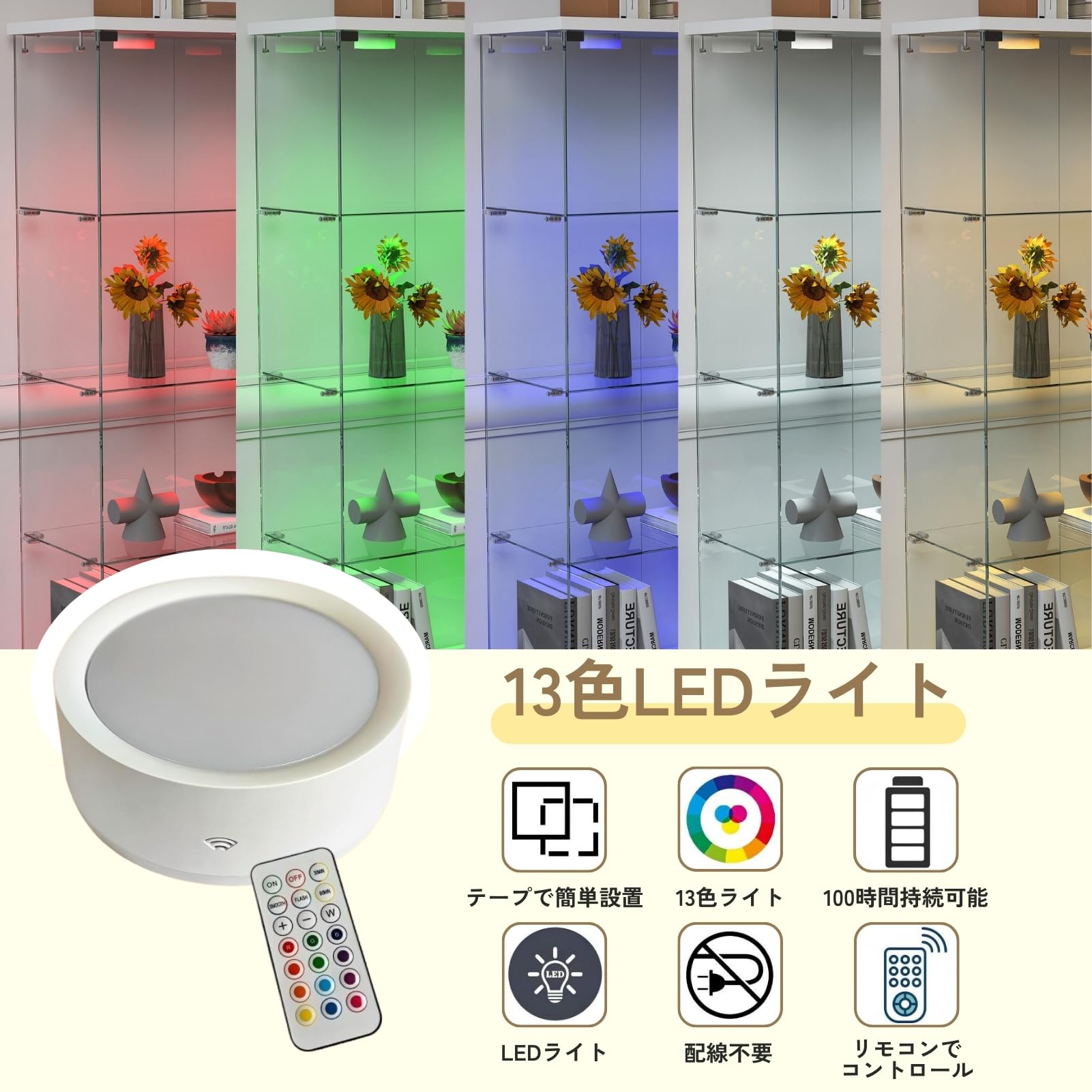 Amazon.co.jp: SOFTSEA ガラスディスプレイキャビネット 大型 LED照明