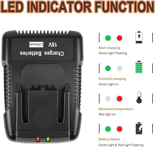 Miniatura 2 de TREE.NB Cargador rápido de batería de litio de 18 V R86092 compatible con cargador Ridgid de 18 V para batería R86091 R840087 R840083, R840085