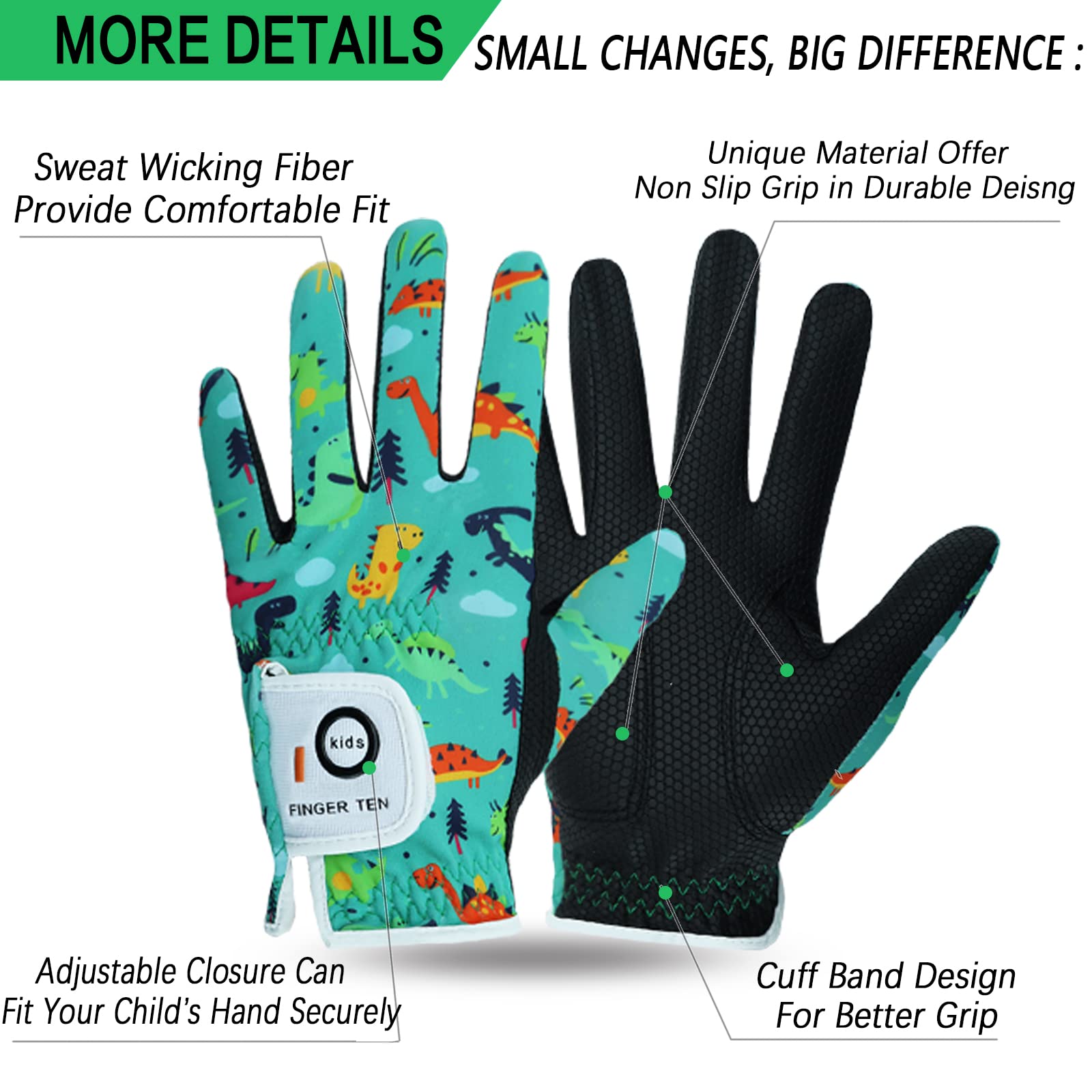 AMRTA Golf Gloves Kids Youth Junior Toddler Boys Girls 1 Pack Left Hand - Image 2