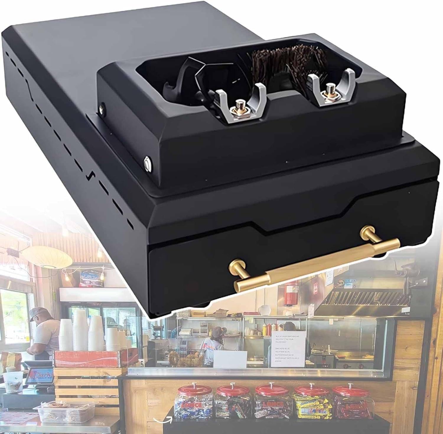 Limpiador De Portafiltros De Café Comercial, Limpiador Automático De Posos De Café, Limpiador Profesional De Portafiltros, 150W, Caja De Escorias De Cajón Gran Capacidad, Extraíble