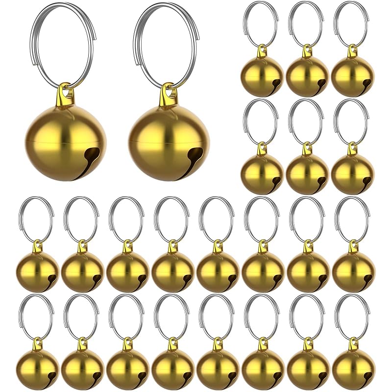Pingentes com Sino para Coleira de Cães e Gatos Outus, Metal Gold, 24 Conjuntos