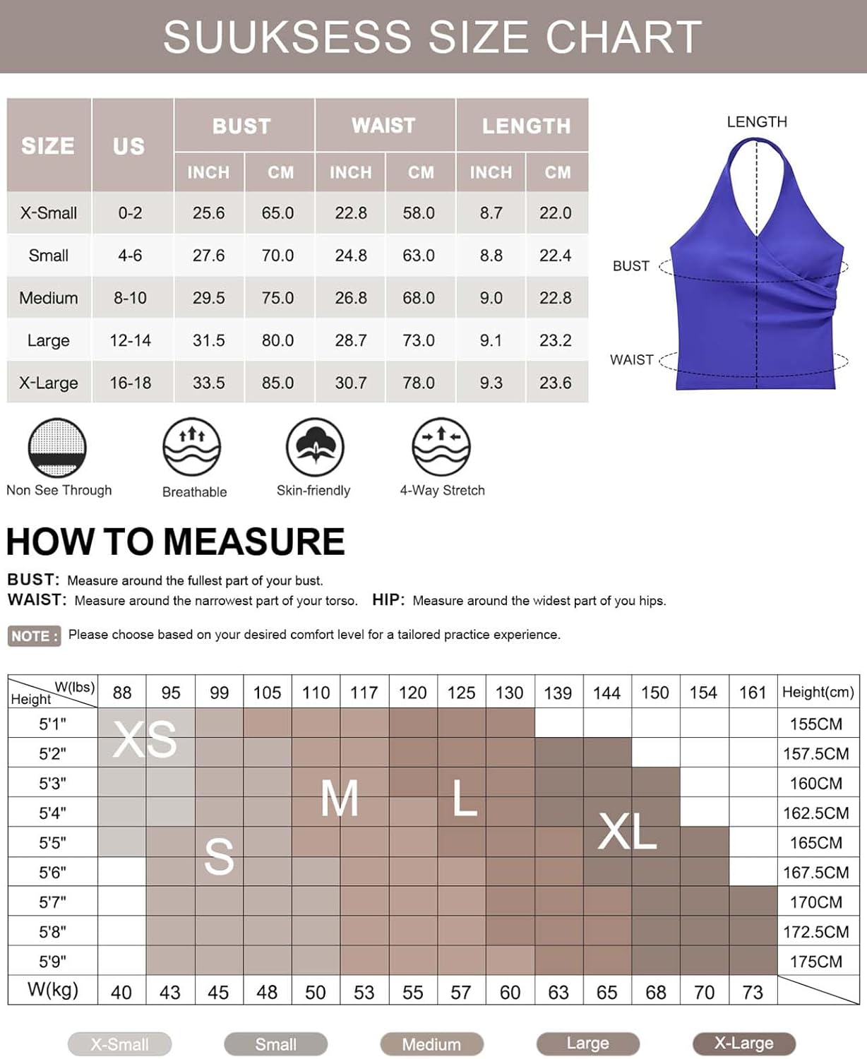 SUUKSESS Women Halter Tank Tops Deep V Neck Wrap Workout Crop Top Yoga Padded Bra - Image 7