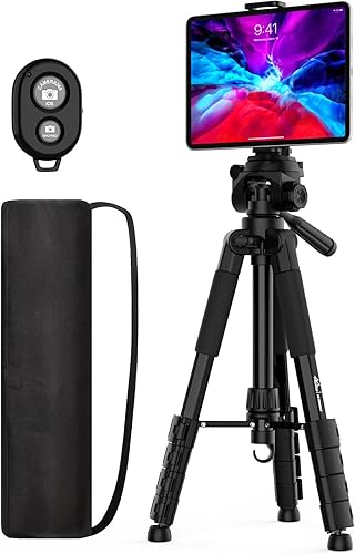 Miniatura 1 de MoKo Trípode de cámara para iPad - Soporte de trípode de teléfono de 70 pulgadas con bolsa de viaje, trípode para iPhone con soporte para teléfono,