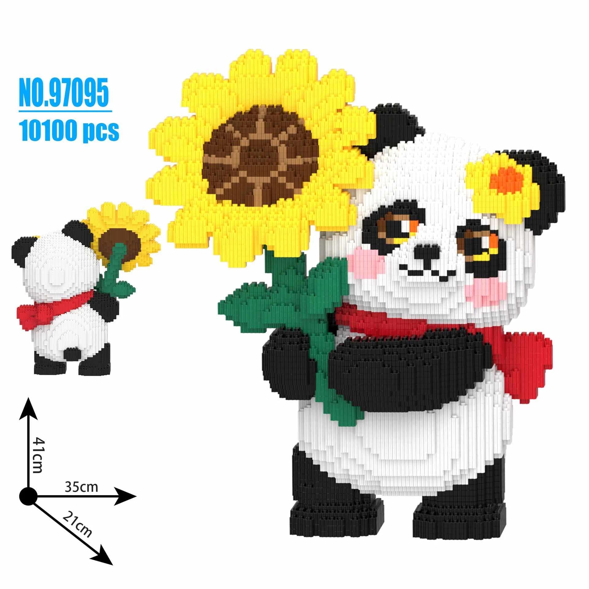 Mikro Bausteine Bausatz, 10100+ Teile Panda und Sonnenblume Klemmbausteine Modellbausatz, DIY Mini Bricks Tier Bauset Kreative Modular Architektur Spielzeug Geschenk für Erwachsene