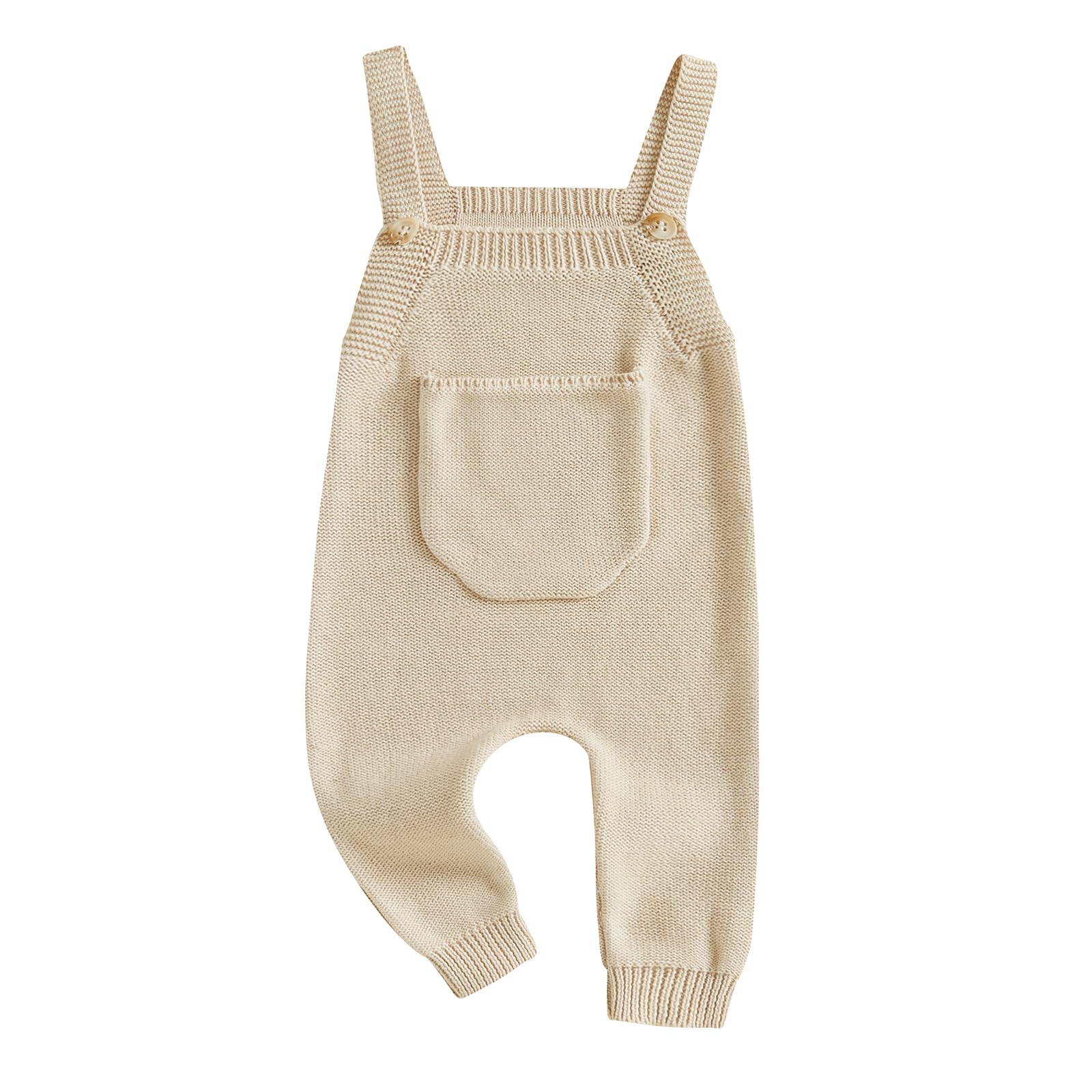 Infant Baby Girl Boy Fall Winter Sweater Romper Pants Solid Knit Jumpsuit Overall One Piece Outfit Clothes (Apricot, 0-3 Months)