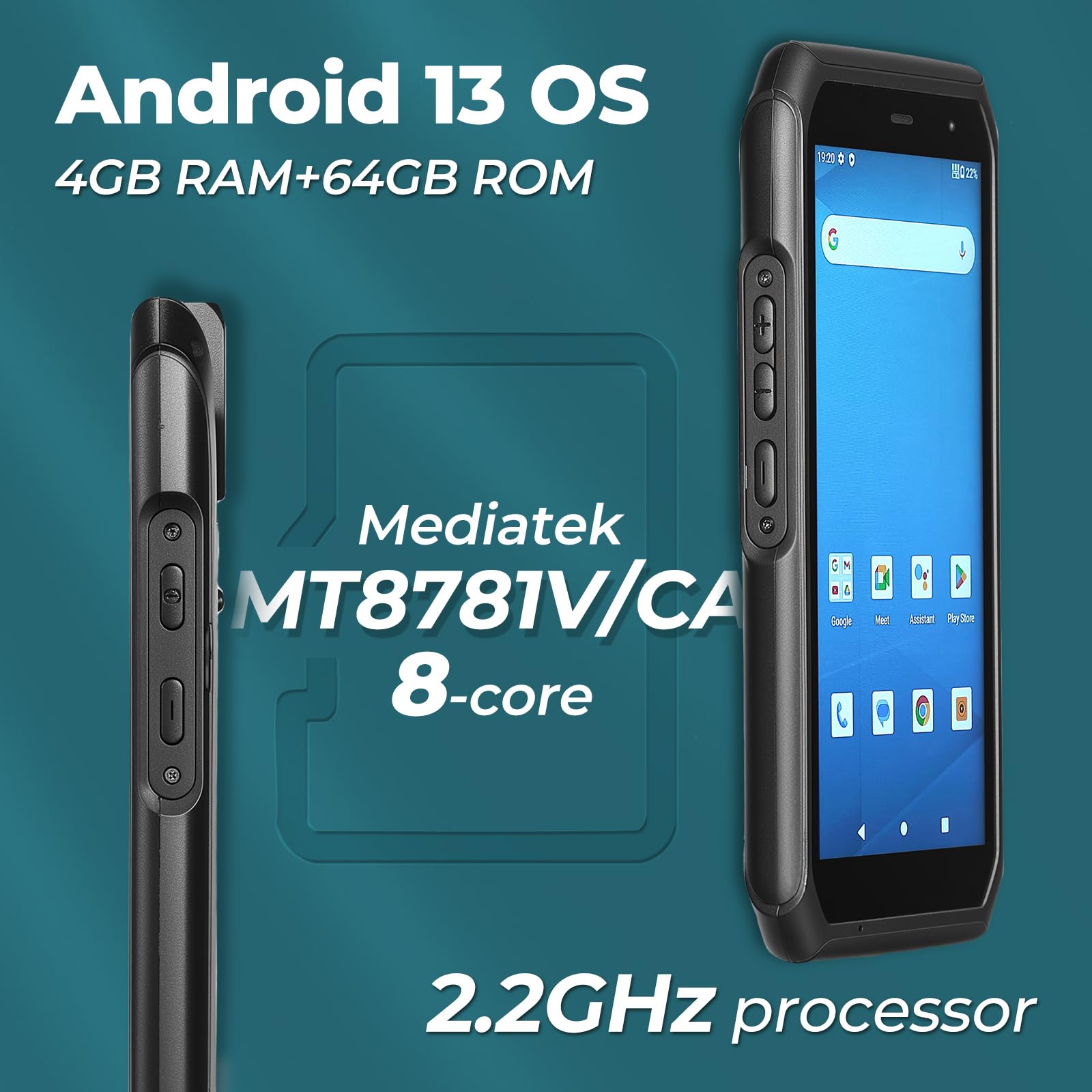 SVANTTO Android 13 Barcode Scanner, Honeywell 1D/2D/QR Scan Engine, 4+64GB, Bluetooth 5.1, WiFi, 4G LTE, NFC, 5000mAh große Batterie, 5.5" Handheld Rugged PDA für WMS Management.