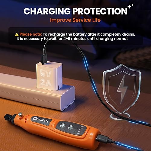Miniatura 6 de HARDELL Mini herramienta giratoria inalámbrica de 3.7 V, kit de herramientas rotativas de 5 velocidades con 43 accesorios, herramienta giratoria de