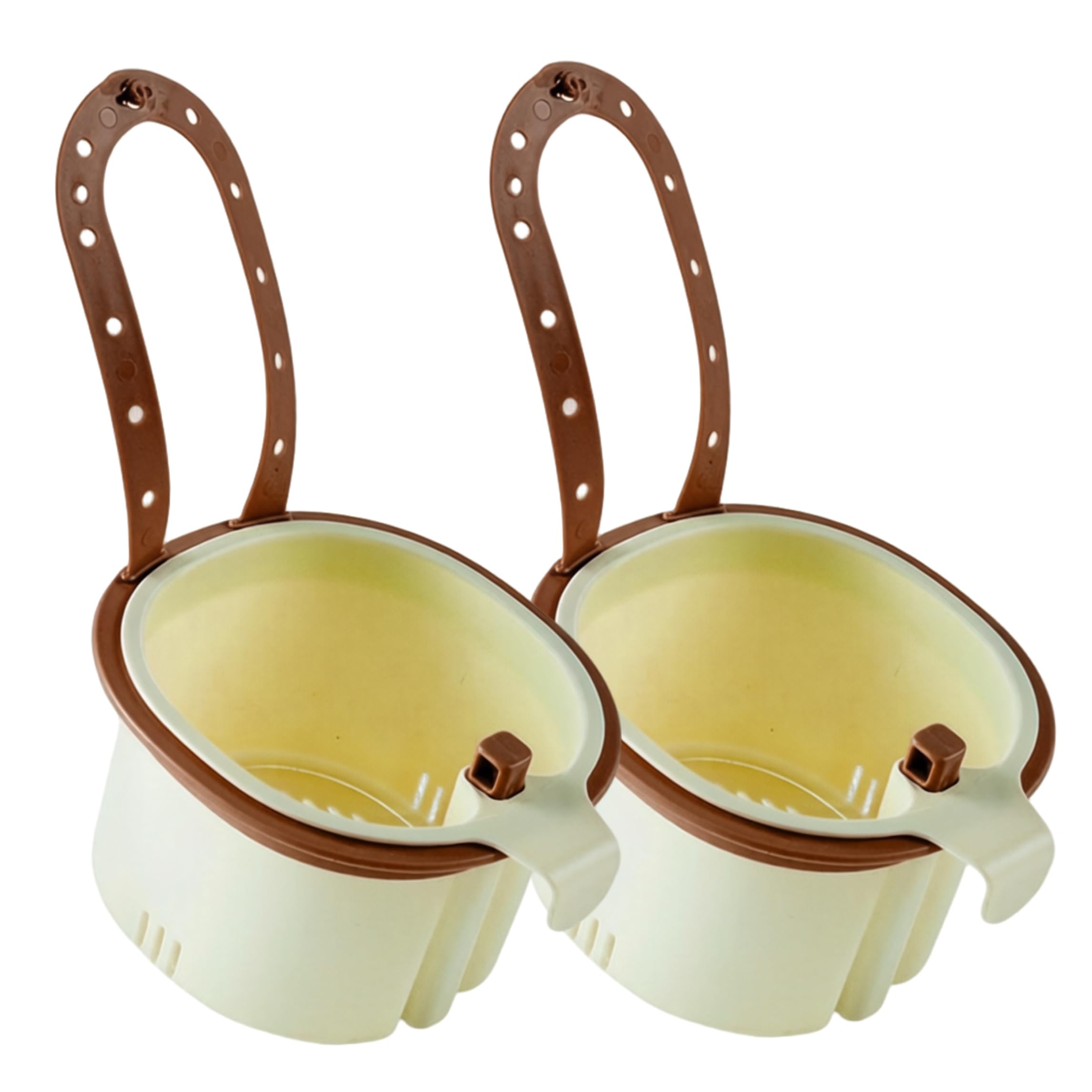 BEAHING Kitchen Sink Strainer Basket 2PCS Hanging Detachable Sink Filter Basket with Press Dump (Dark Brown)