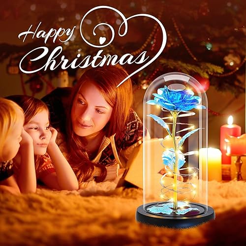 Miniatura 6 de Otlonpe Regalos de flores preservadas para el día de San Valentín para ella, regalos de rosas iluminadas de cristal para mujeres, mamá, abuela,