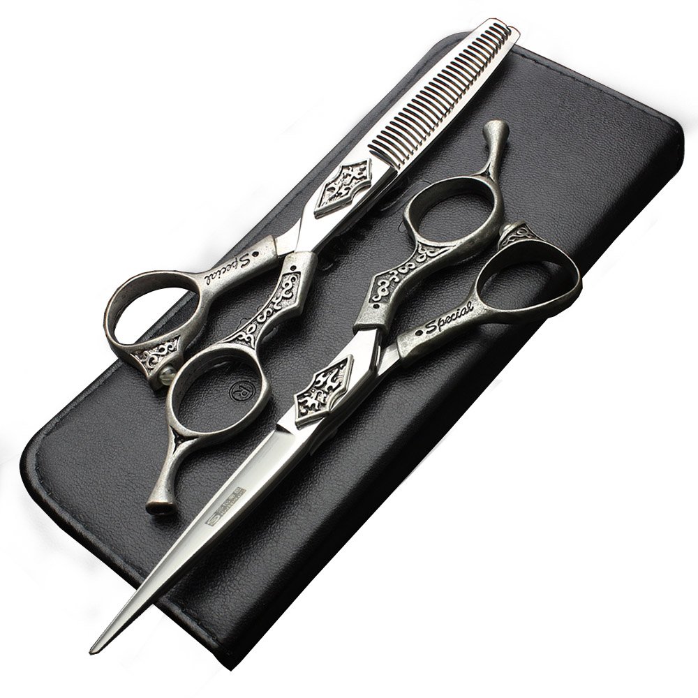 Ciseaux de coiffure en acier inoxydable 6 pouces kit ciseaux minceur coupe cheveux homme femme