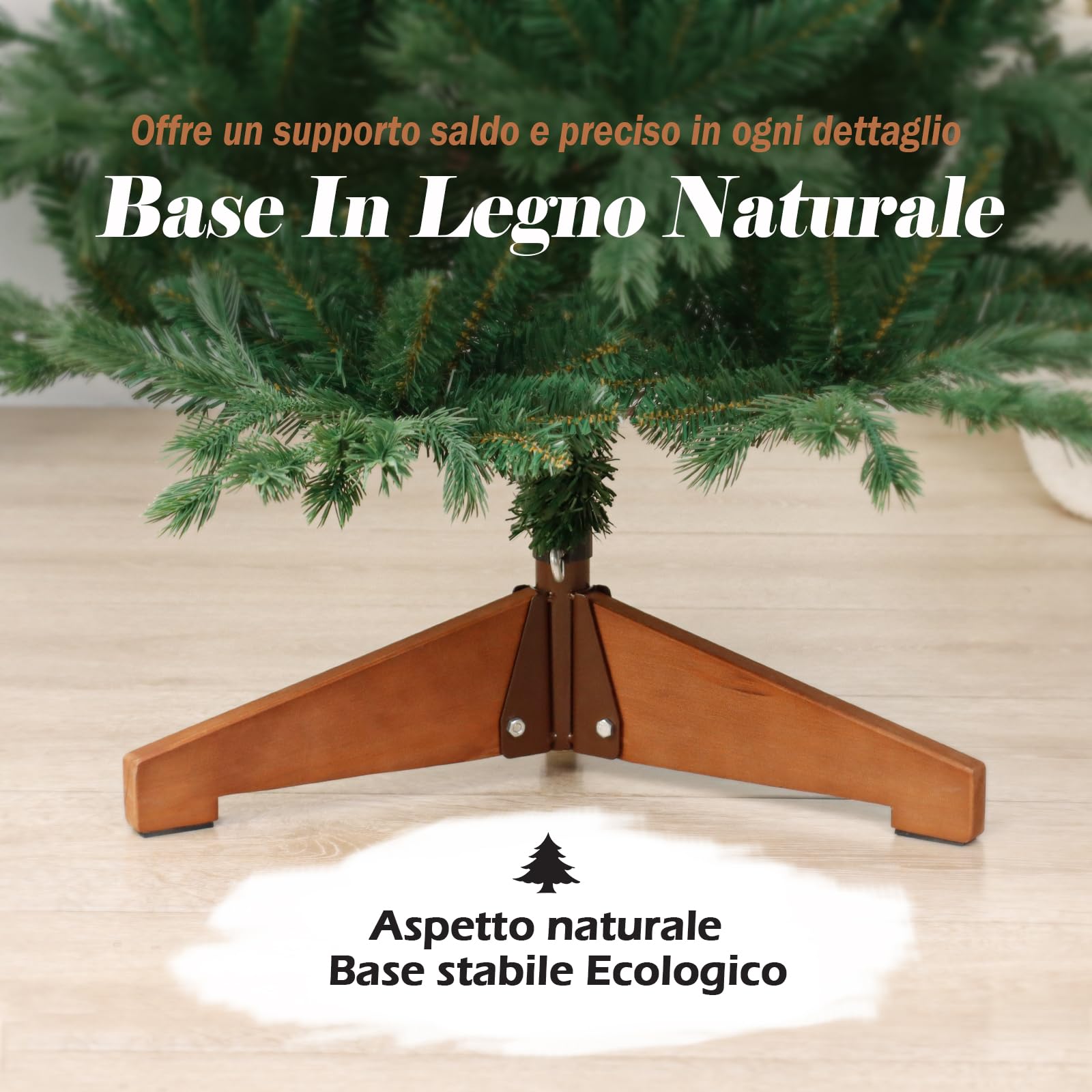 Albero di Natale | Albero di Natale Artificiale 210cm, 1186 Punte mix Realistico di PE+PVC Montaggio Rapido Pieghevole Riutilizzabile, Abete Realistico Struttura in Metallo e Base in Legno per Interni