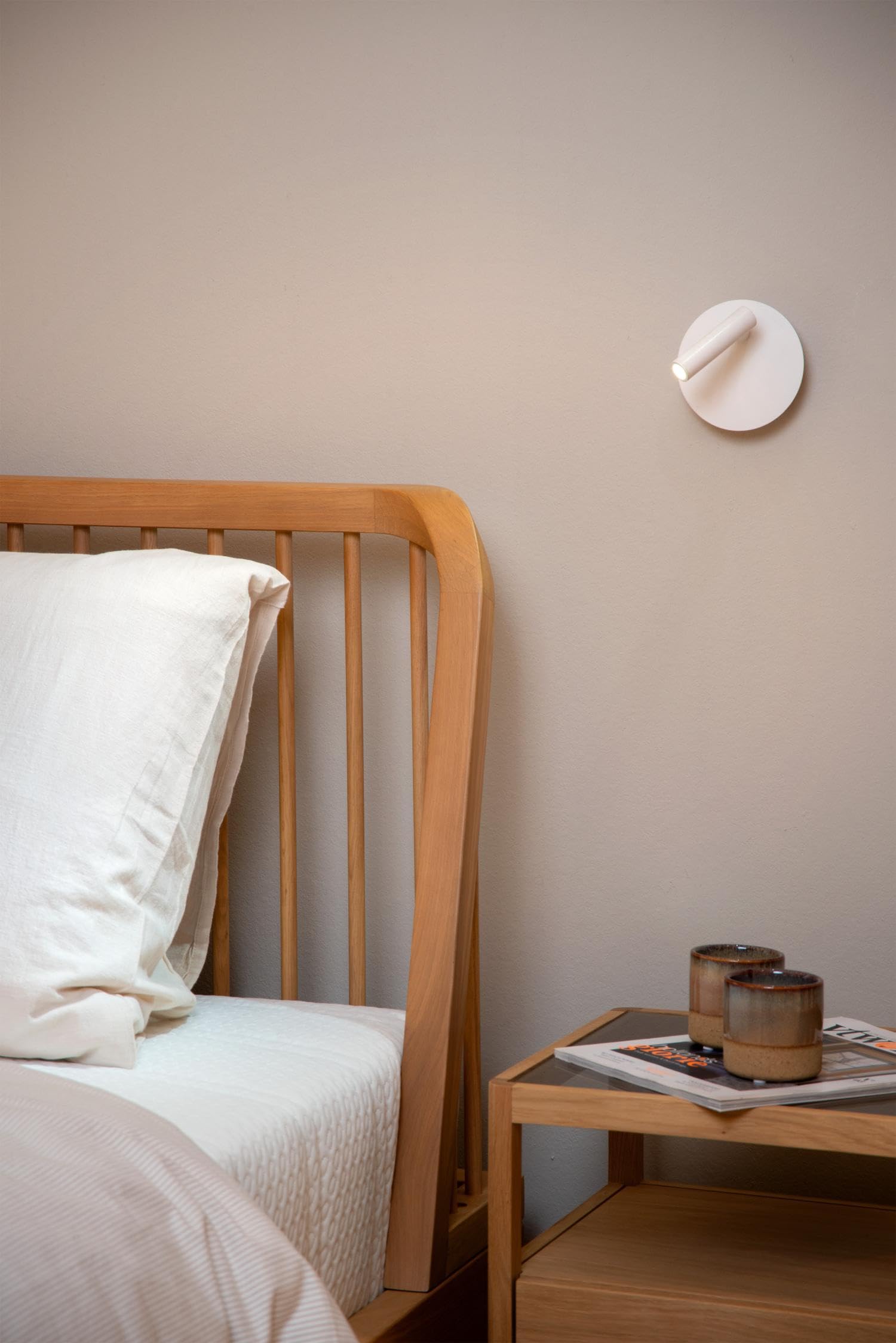 LUCIDE JOLIJN - Lampe de chevet/Applique mural Rechargeable - Batterie/Piles - Ø 10,2 cm - LED - 1x2W 3000K - Magnétique - Blanc