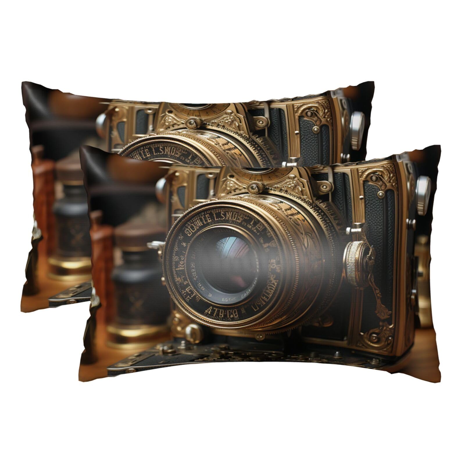 Silk Pillowcases Set of 2 Pillow Shams Breathable Soft Pillow Covers with Envelope Closure Old Camera Pillowcases 20x30 Inches Washed Pillow Cases for Hair and Skin