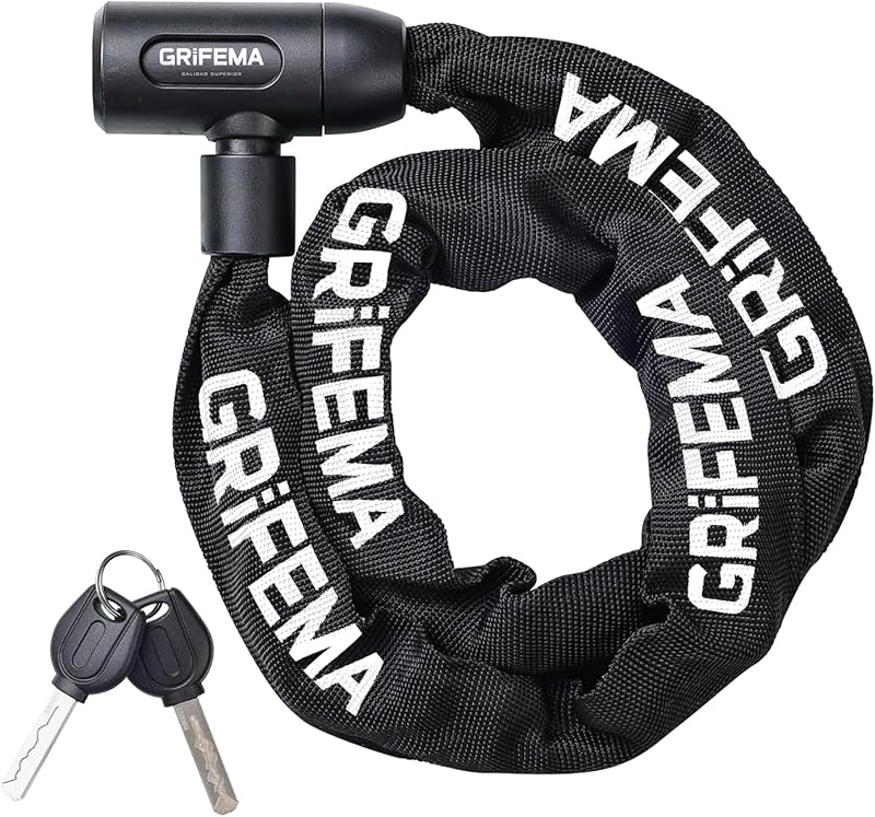 GRIFEMA GA1201-12, Chaîne Antivol Vélo 120 CM, Chaîne Cadenas Vélo pour Vélos, Motos, trotinette electrique, Portails, Noir