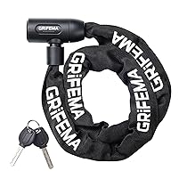 GRIFEMA GA1201-12 Lucchetto antifurto per bicicletta con chiave, lucchetto a catena per biciclette, moto, scooter, 120 cm, nero