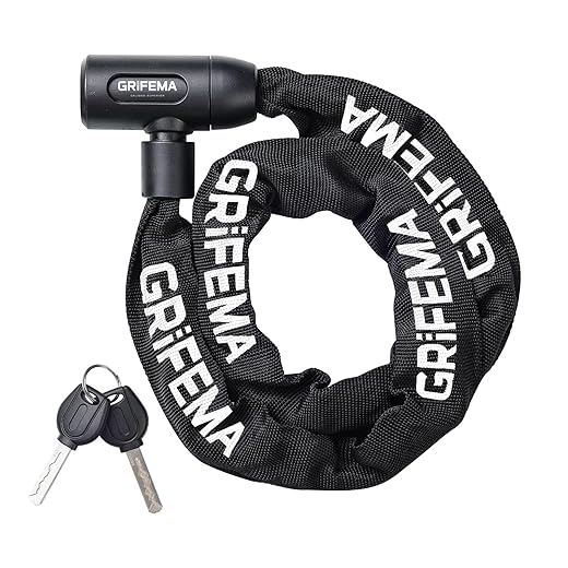 GRIFEMA GA1201-12 Bicycle Lock Chain 120 cm, Chain Lock for Bicycles, Motorcycles, Electric Scooters, Gates, Black