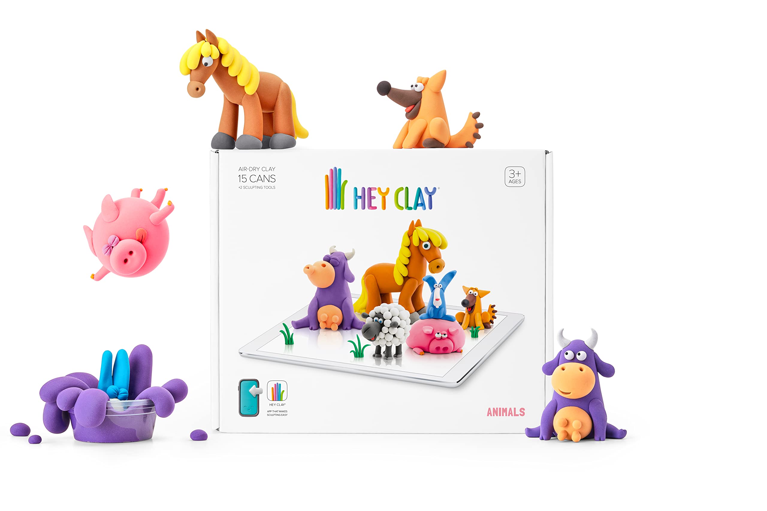 Buy HEY CLAY Animals Set Colourful Modeling Air Dry Clay for Kids