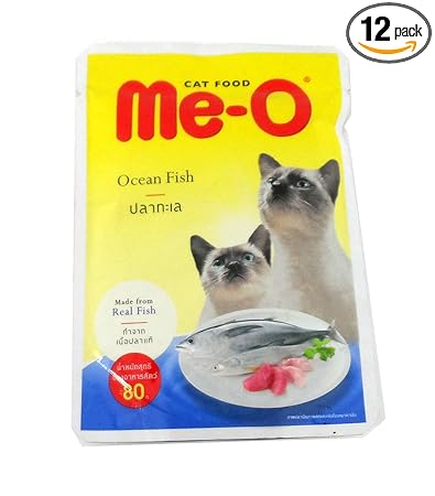 Me-O Adult Cat Food, Ocean Fish, 80 g (Pack of 12)