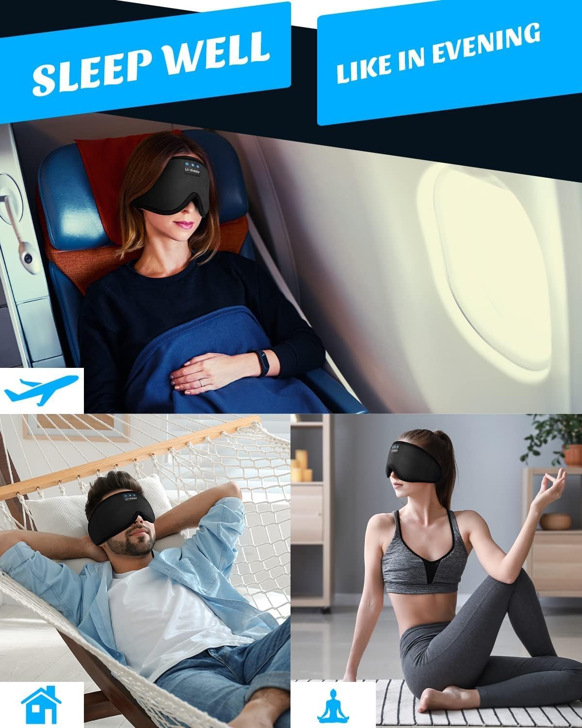 Sleep Mask with Headphones Bluetooth 5.4，LC-dolida 2025 New 3D Bluetooth Sleep Mask Headphones for Side Sleepers Women Men, Sustainable Luxury for Better Sleep