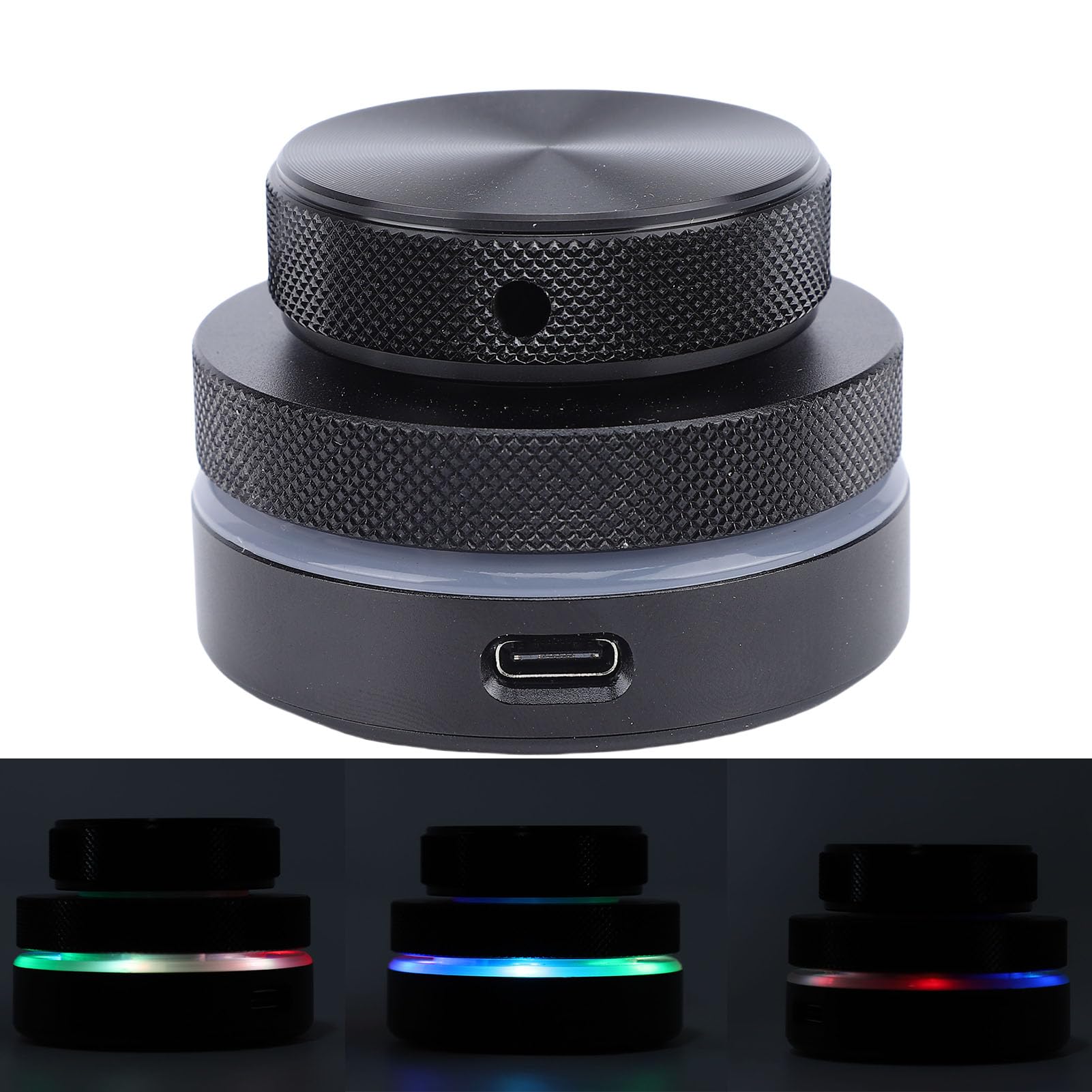 Custom-, Audio-Fernbedienungs-Lautstärkeregler, Computer-Sound-Controller mit RGB-Beleuchtung, Page-Turn-, unterstützt 2,4 g Bluetooth und Kabelverbindung, Schwarz