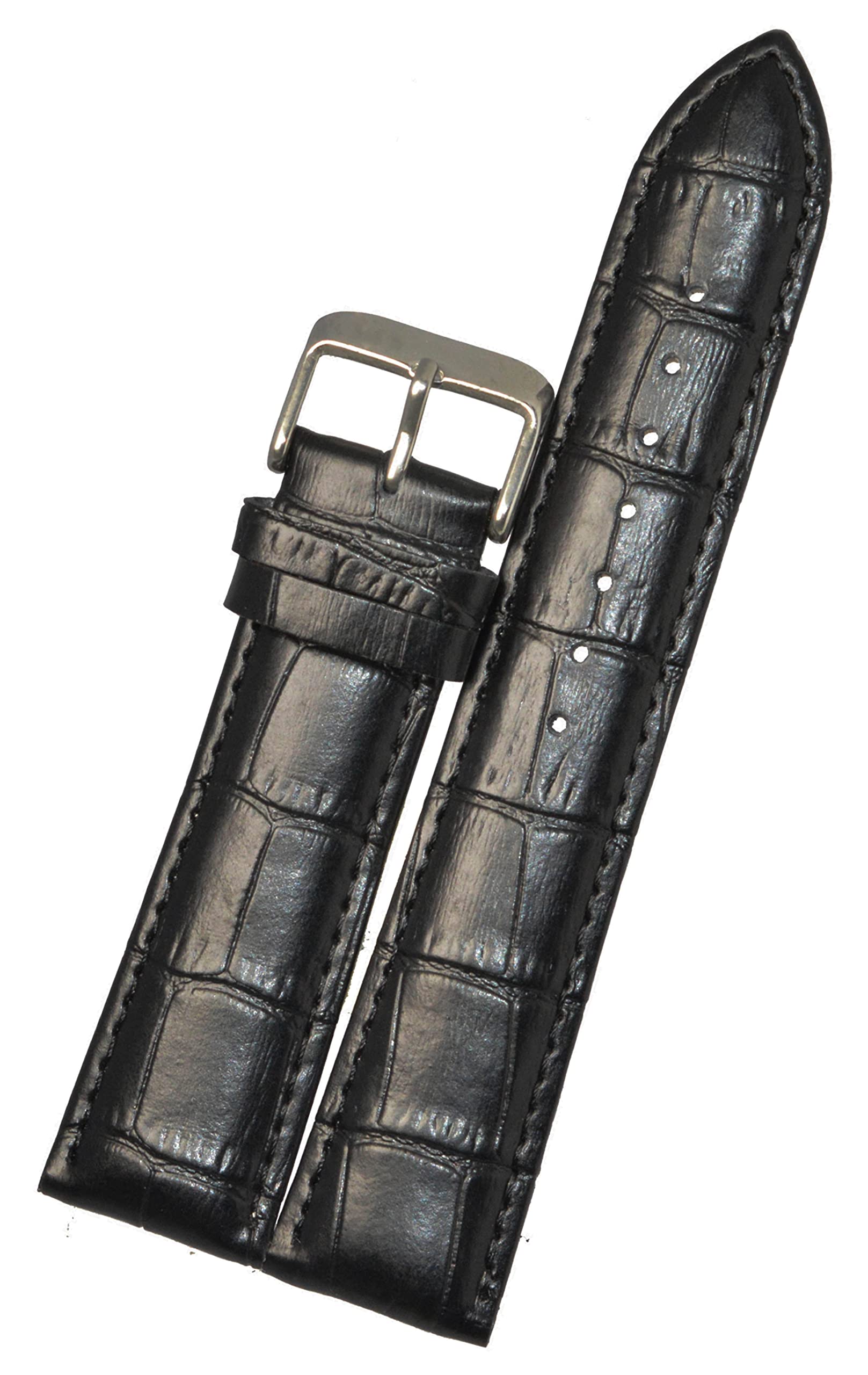 SURU® 22mm Padded Ogive Tip Leather Watch Strap/Watch Band for Men Women (Colour - Black/Width Size -22mm) T21 (B093LR863C) Amazon Price History, Amazon Price Tracker