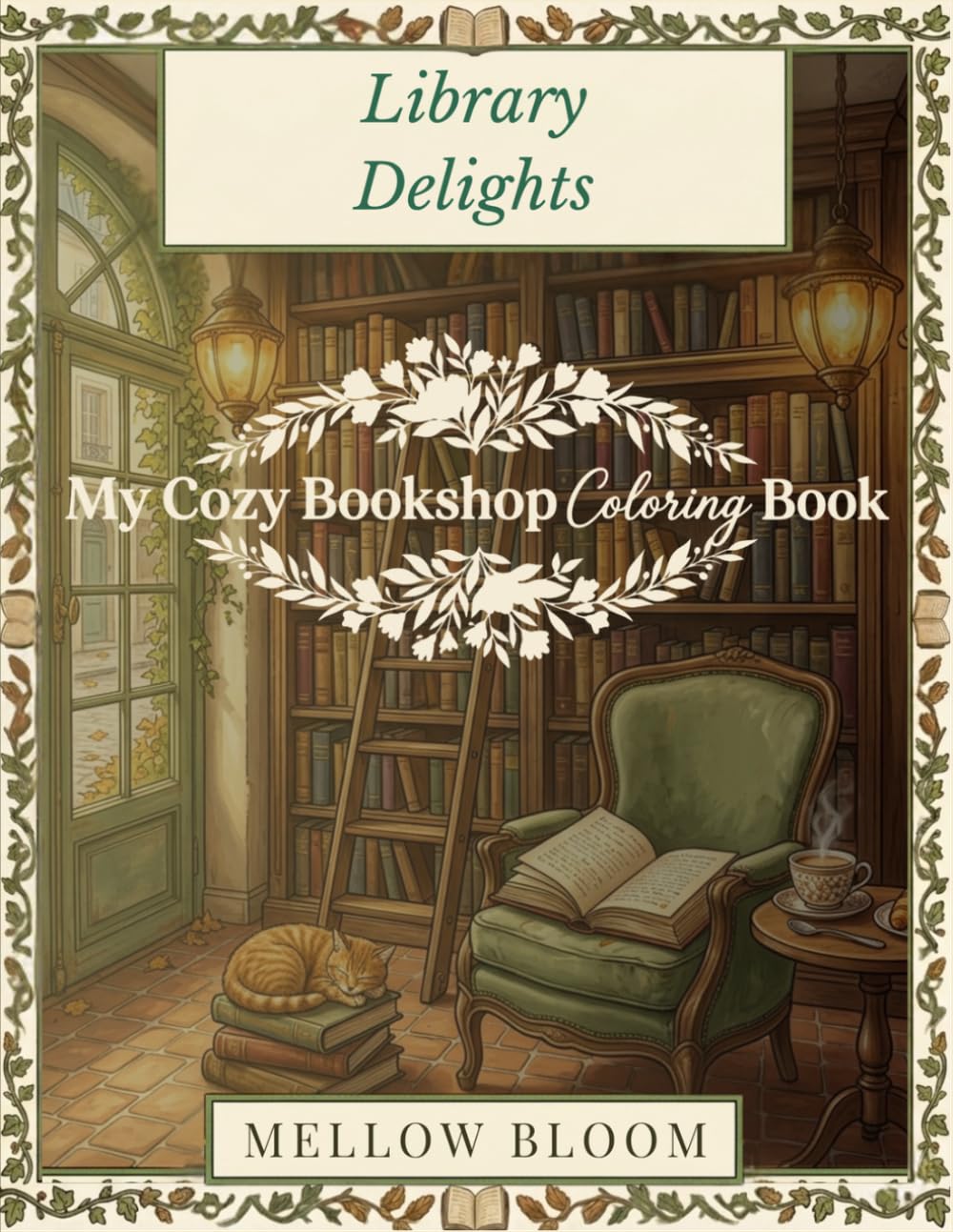 My Cozy Bookshop Coloring Book: 70 coffee & Library Scenes for Adults and teens (Inkffee Collection)
