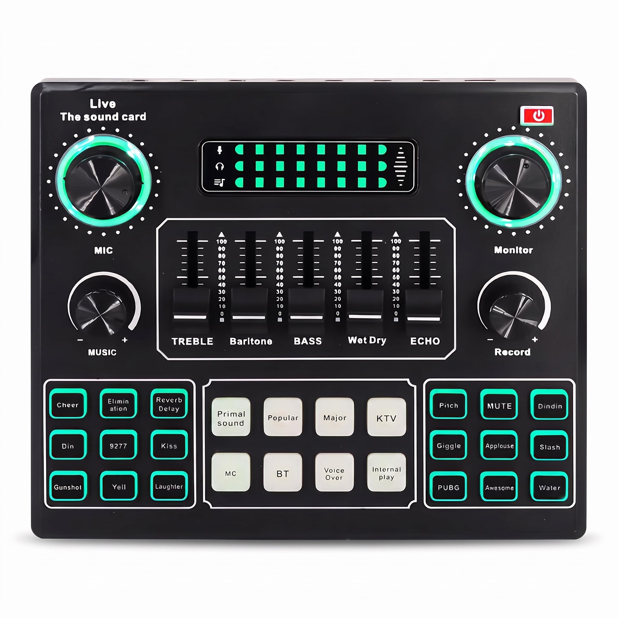 Live Soundkarte mit Sprachverzerrer und 12 Soundeffekten für Streaming