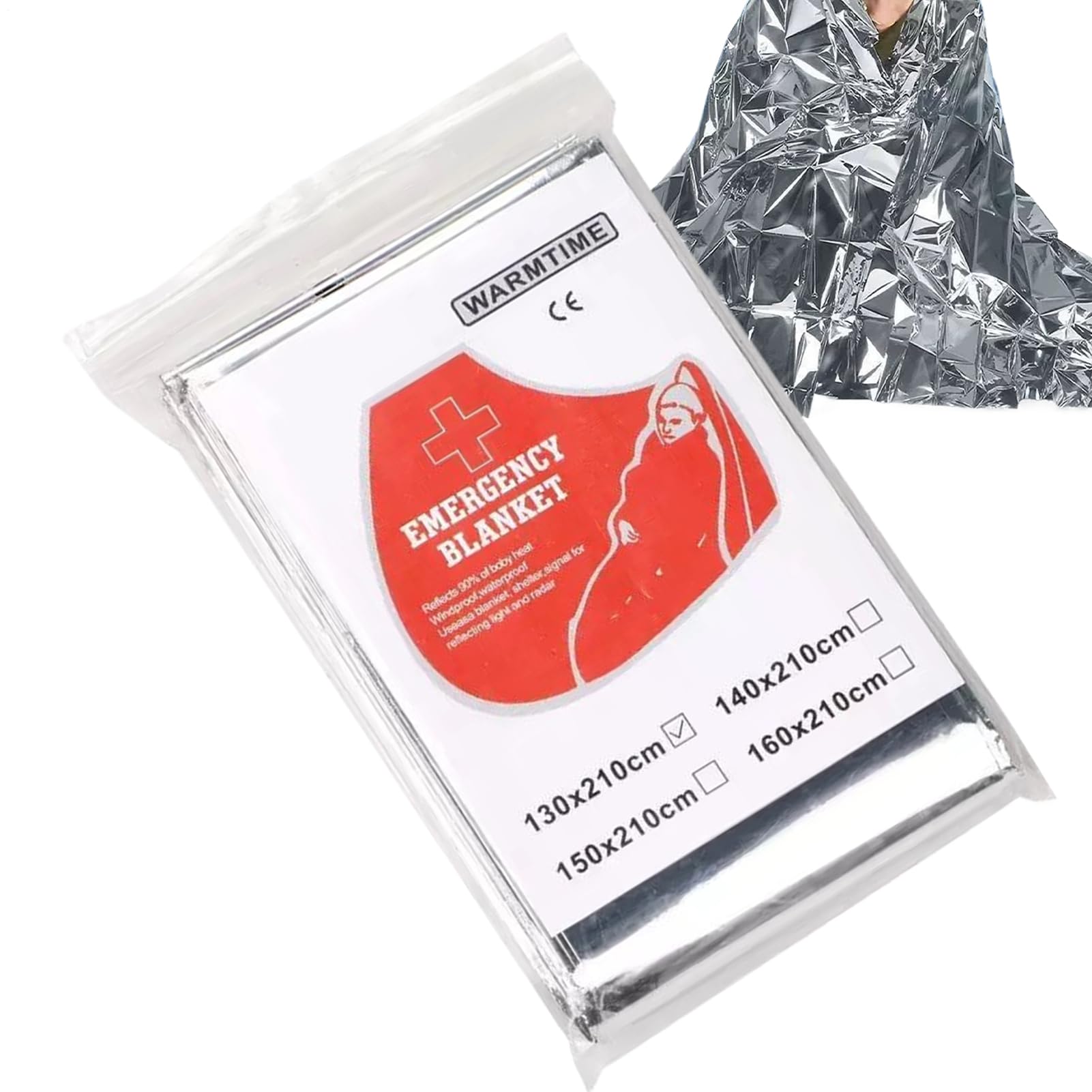 Manta Térmica Capa Ultraligera de Aluminio | Mantas Térmicas Grandes Para Exteriores Para Camping Senderismo Viaje Tienda Mochilismo Coche Invierno Nieve Clima Frío Sin