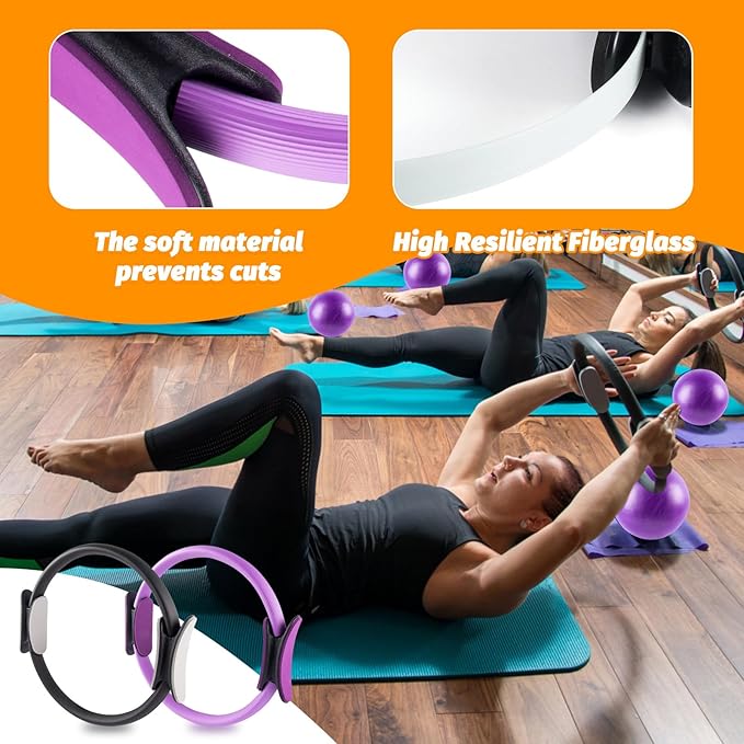 Set de Anillo de Pilates - Kit Completo con Círculo Mágico, Bandas y Pelotas miniatura 5