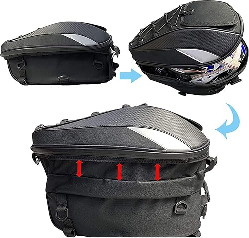 Miniatura 7 de Bolsa de asiento para motocicleta  Bolsa impermeable de doble uso para casco  con una red de carga adicional