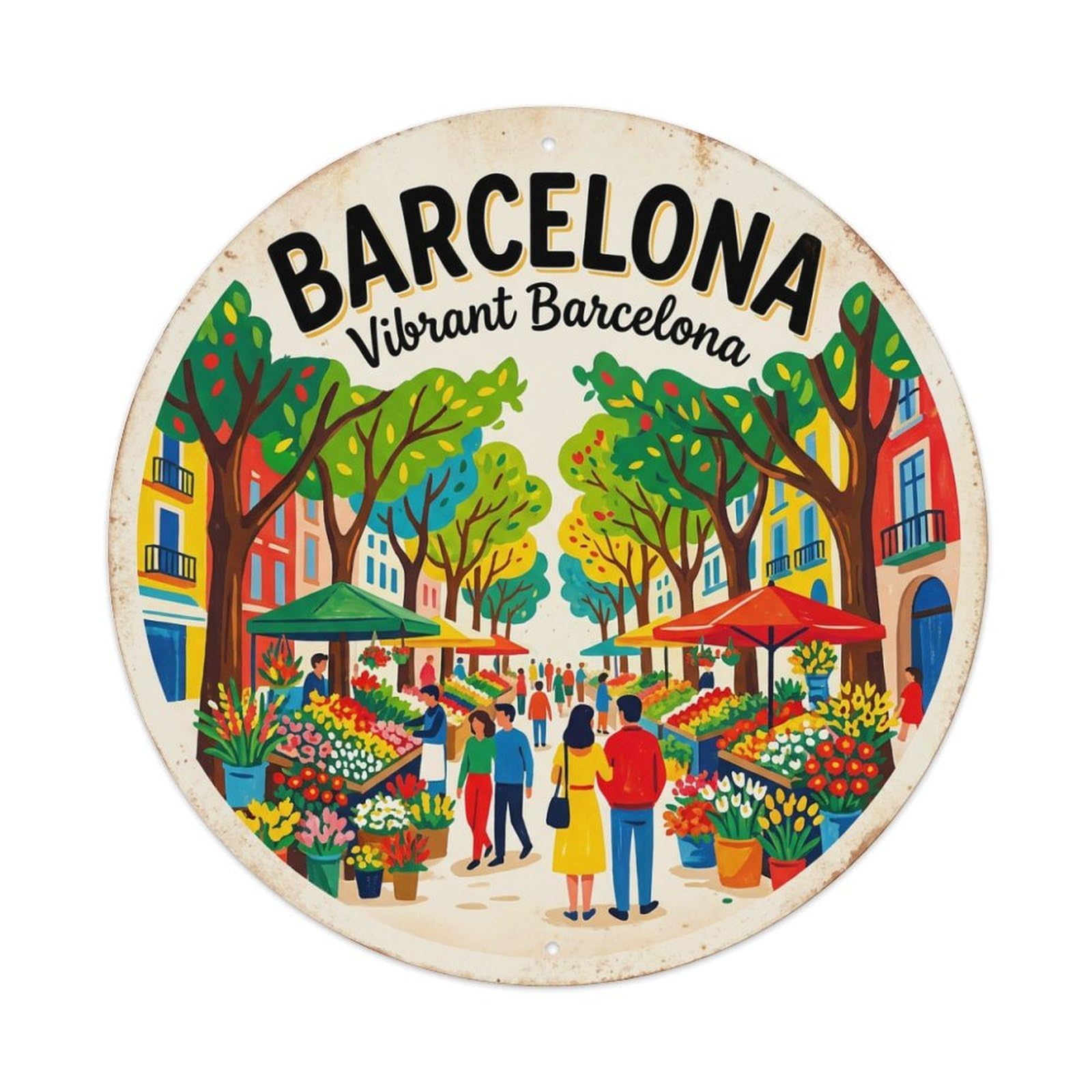 Metal Tin Sign Vintage Travel Barcelona Spain Tradition