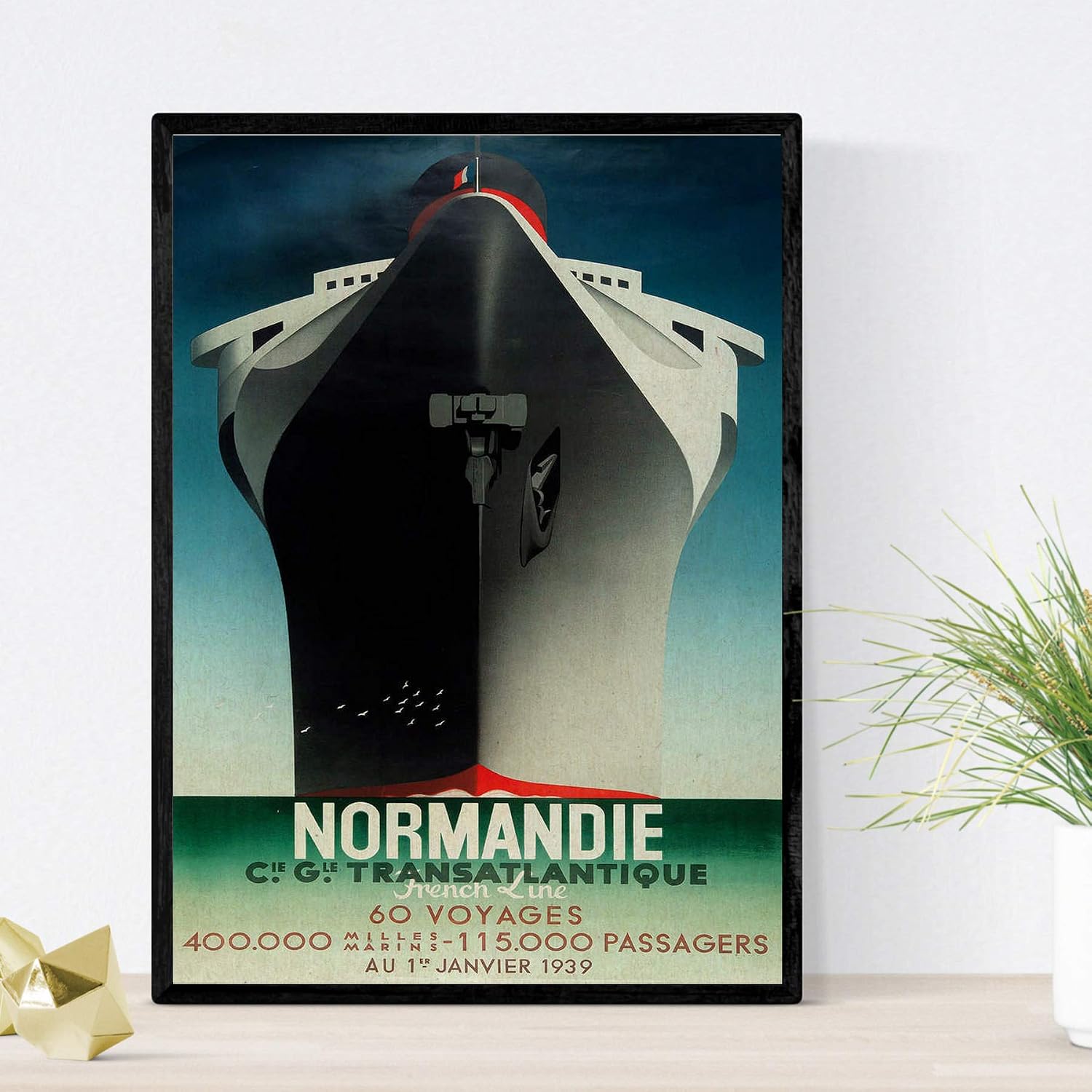 Nacnic Vintage Poster Vintage poster of France and Italy. Normandy travels. A4 size, 29.7L x 21W cm - Image 3