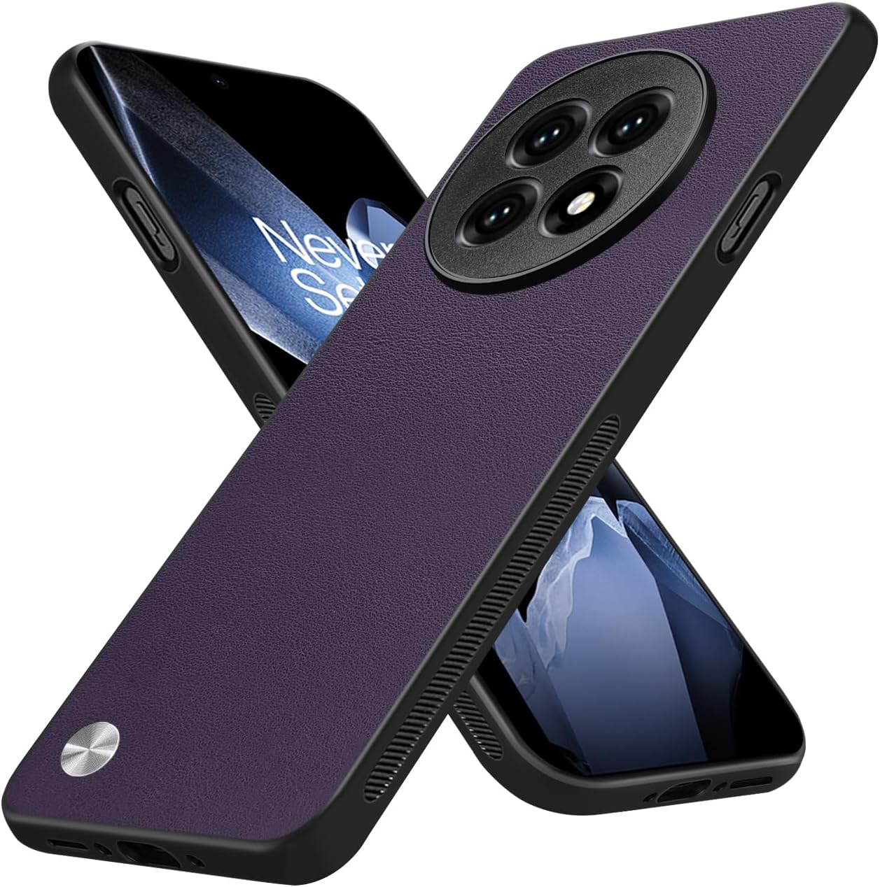 Case for OnePlus 13R Scratch-Resistant Premium PU Faux Leather Back + Flexible TPU Frame Anti-Fingerprint Shockproof Mobile Phone Case for OnePlus 13R with Camera Protection Purple